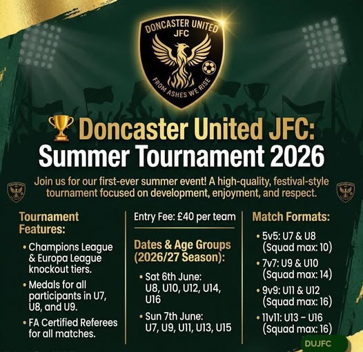 Doncaster United JFC Summer Tournament 2026 listing