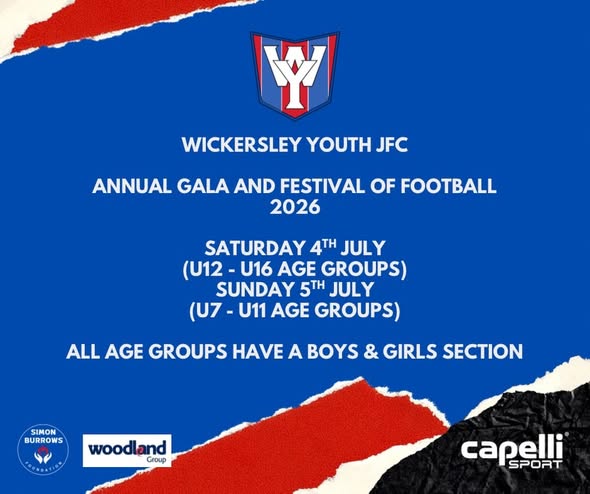 Wickersley Youth JFC Annual Gala and Festival of Football 2026 listing