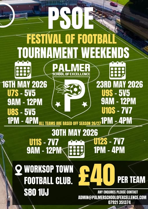 PSOE Festival of Football Tournament Weekends listing