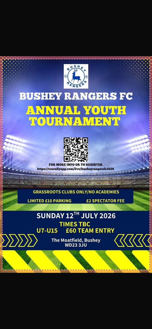 Bushey Rangers FC Annual Youth Tournament flyer
