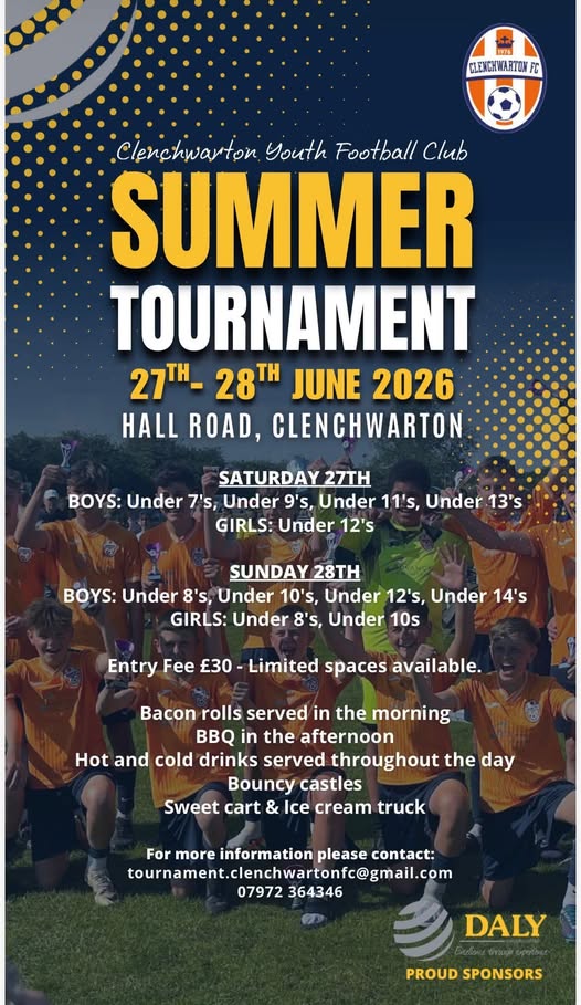 Clenchwarton Youth Football Club Summer Tournament flyer