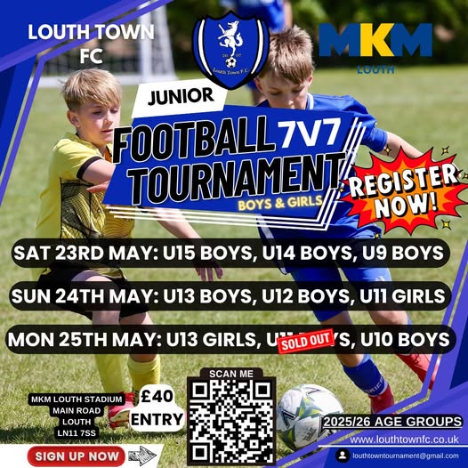Louth Town FC Junior 7v7 Tournament flyer